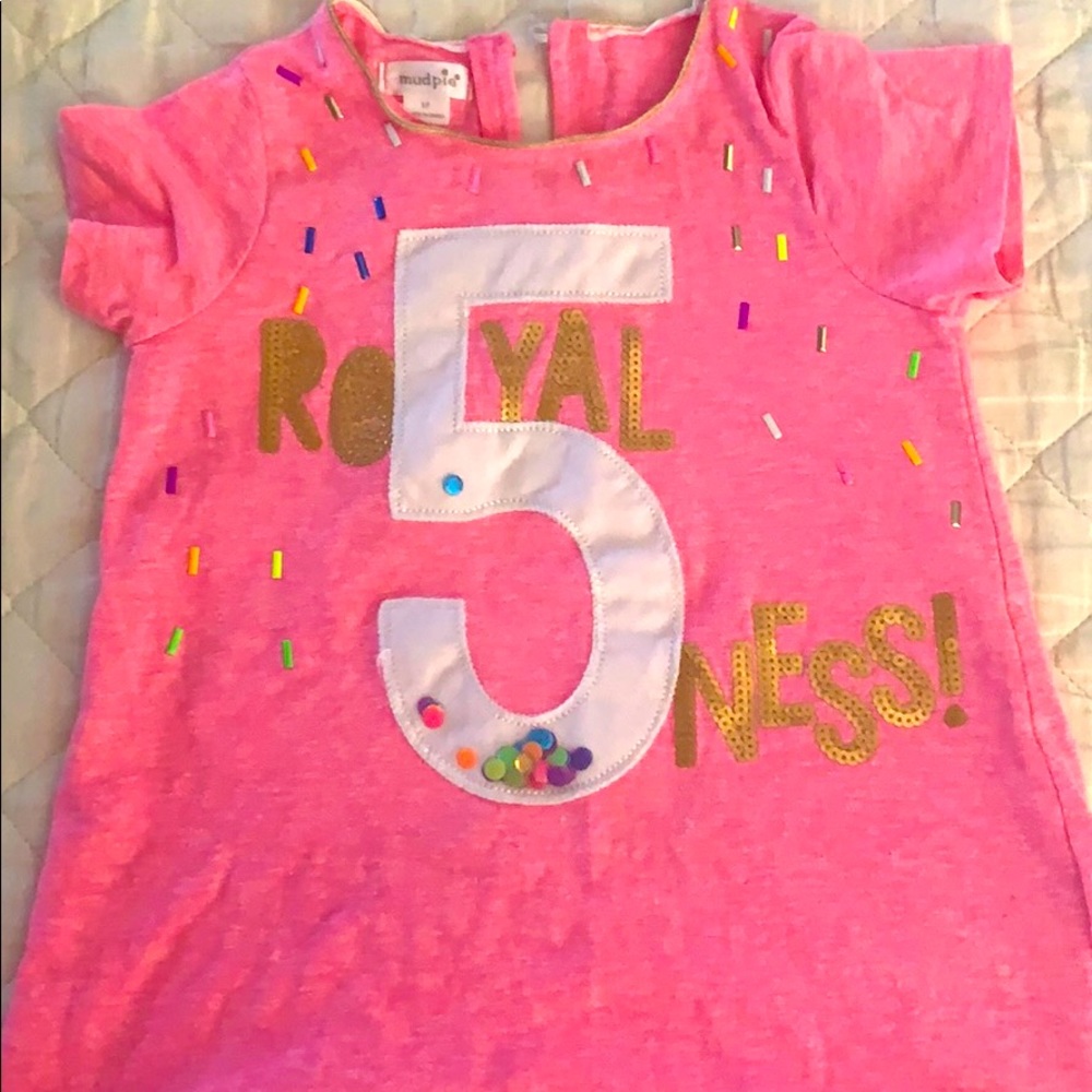Mud Pie 5th Birthday Shirt In Pink
